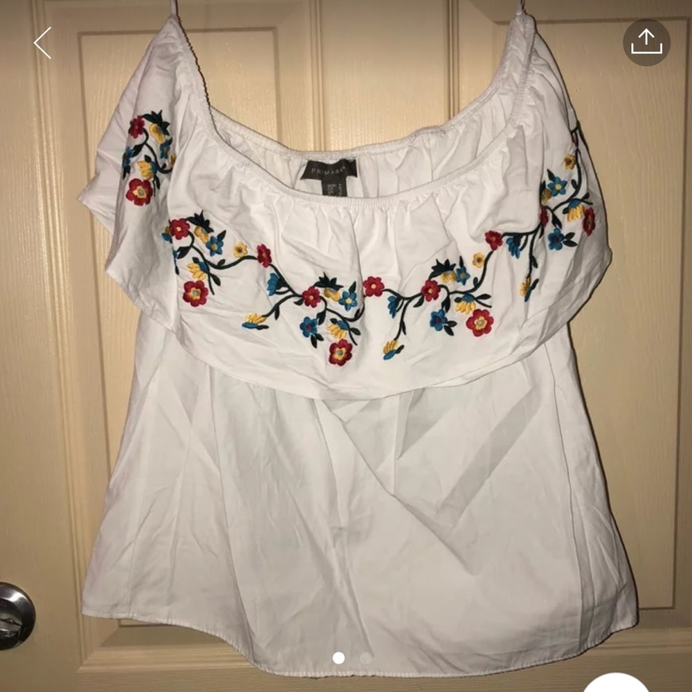 Off the shoulder embroidered top
